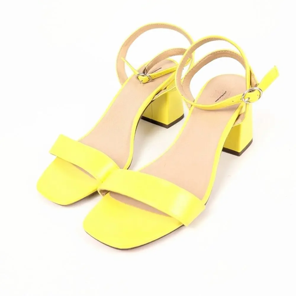 Wild Fable Yellow Square Toe Block Heel Sandals Size 6.5